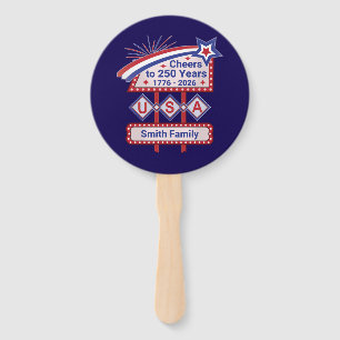 Personalisierte USA 250 – Patriotische Retro-Marke Fächer