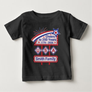 Personalisierte USA 250 – Patriotische Retro-Marki Baby T-shirt