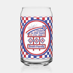 Personalisierte USA 250 – Patriotische Retro-Marki Dosenglas