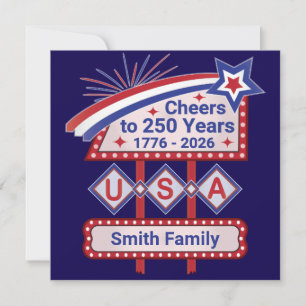 Personalisierte USA 250–Patriotische Retro-Markise Einladung