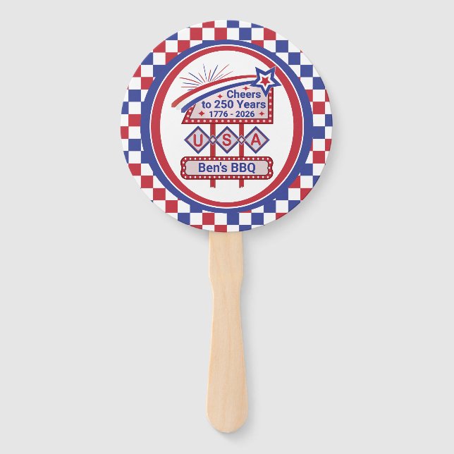 Personalisierte USA 250–Patriotische Retro-Markise Fächer (Vorderseite)