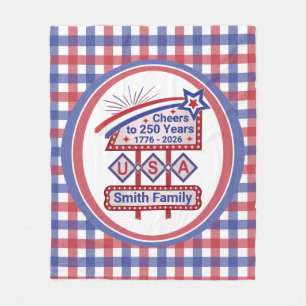 Personalisierte USA 250–Patriotische Retro-Markise Fleecedecke