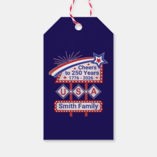 Personalisierte USA 250–Patriotische Retro-Markise Geschenkanhänger
