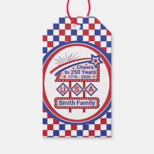 Personalisierte USA 250–Patriotische Retro-Markise Geschenkanhänger