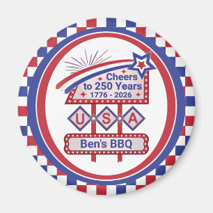Personalisierte USA 250–Patriotische Retro-Markise Magnet