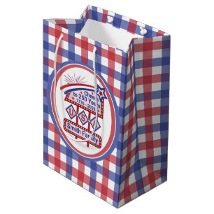 Personalisierte USA 250–Patriotische Retro-Markise Mittlere Geschenktüte