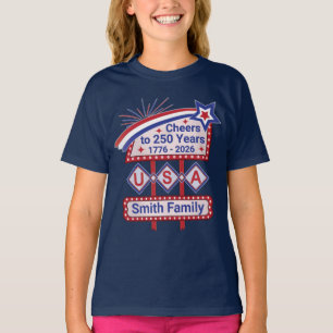 Personalisierte USA 250–Patriotische Retro-Markise T-Shirt