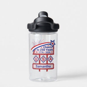 Personalisierte USA 250–Patriotische Retro-Markise Trinkflasche