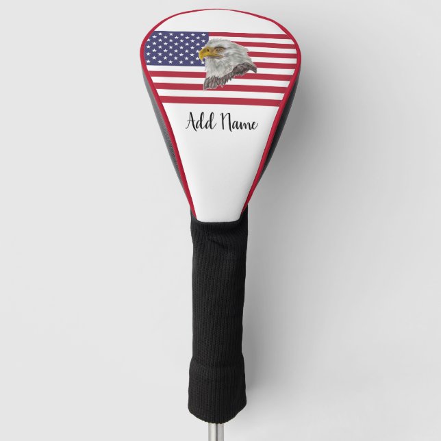 Personalisierte USA Flag Eagle Golf Head Treiberab Golf Headcover (Vorderseite)
