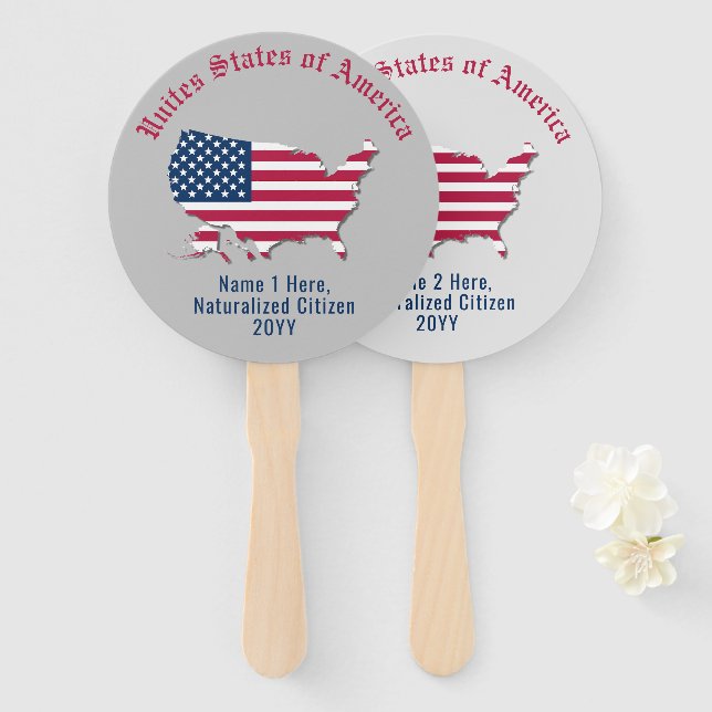 Personalisierte USA Flaggenkarte "American 2 Citiz Fächer (Vorne und Hinten)