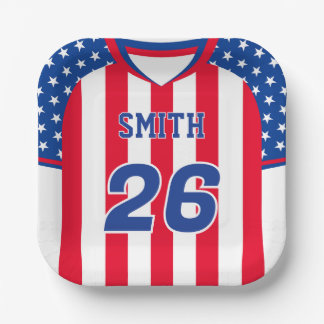 Personalisierte USA-Fußballtrikot-Platte | Benutze Pappteller