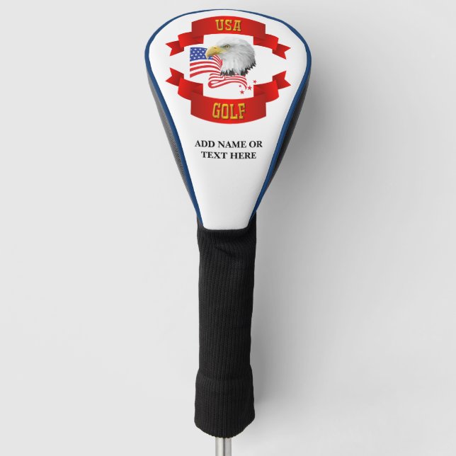 Personalisierte USA Golf Driver Cover Headcover (Vorderseite)