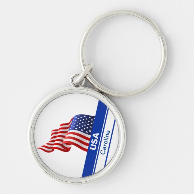 Personalisierte USA-Patriotikflagge Schlüsselanhänger (Vorne)