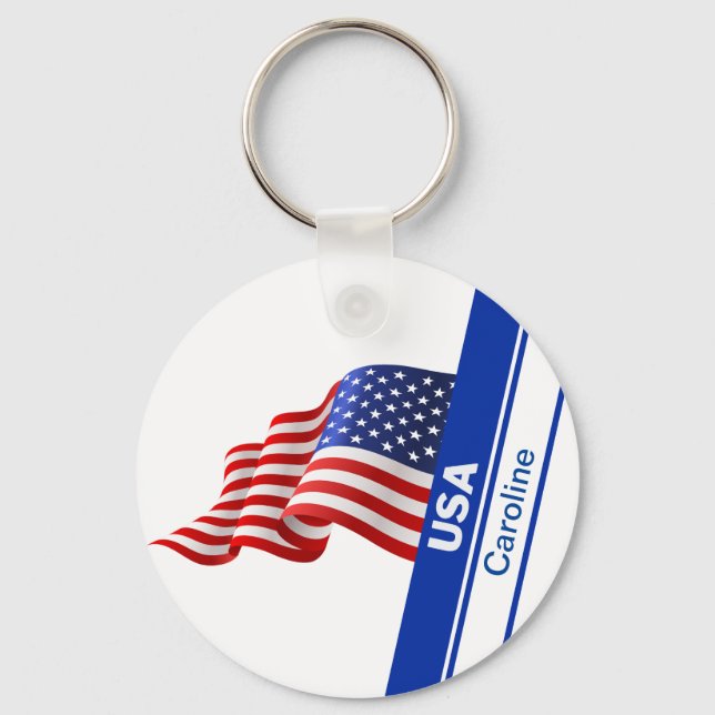 Personalisierte USA-Patriotikflagge Schlüsselanhänger (Vorderseite)
