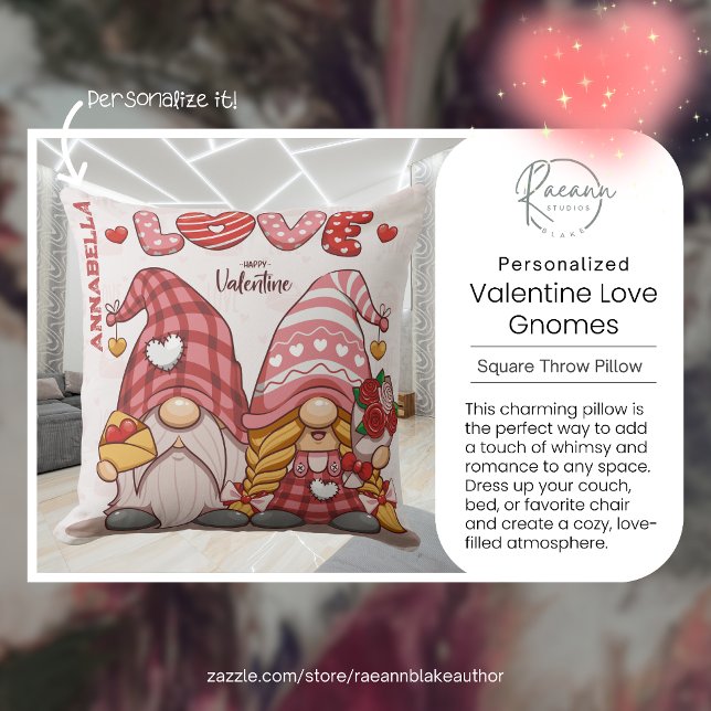 Personalisierte Valentine Liebe Gnomes Throw Kisse Kissen (Von Creator hochgeladen)