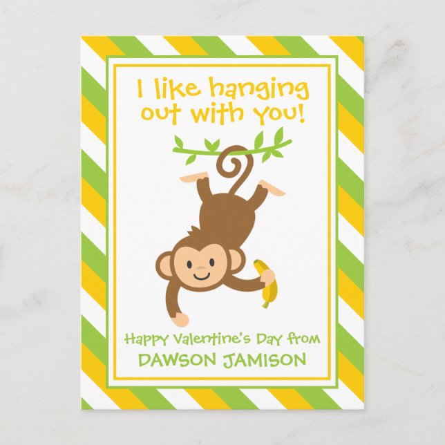 Personalisierte Valentinenkarte des gestreiften Af Postkarte (Vorderseite)