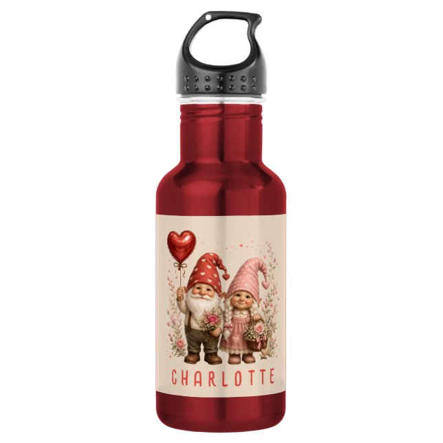 Personalisierte Valentins-Gnome Custom Edelstahlflasche (Vorderseite)