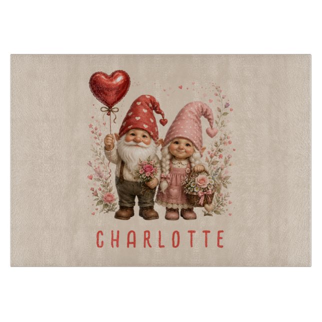 Personalisierte Valentins-Gnome Custom Schneidebrett (Vorderseite)