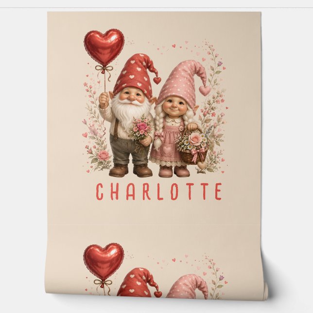 Personalisierte Valentins-Gnome Custom Tapete (Abrollen)