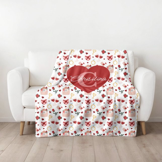 Personalisierte Valentinstag-Flanelldecke  Fleecedecke (Von Creator hochgeladen)
