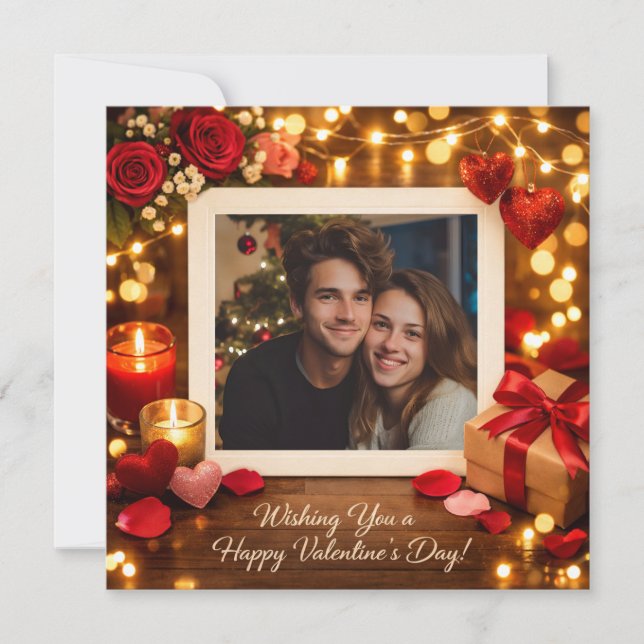 Personalisierte Valentinstagskarte mit Ihrem Foto Feiertagskarte (Vorderseite)