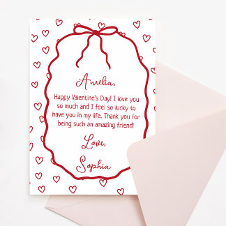 Personalisierte Valentintagskarte - Niedlicher Rot