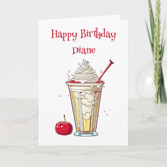 Personalisierte Vanilla Milkshake Geburtstag für s Karte (Vorderseite)