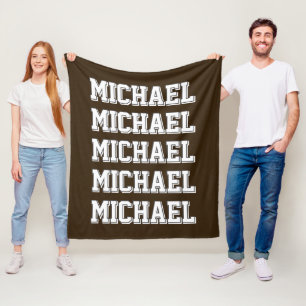 Personalisierte Varsity Brown Monogramm Fleecedecke
