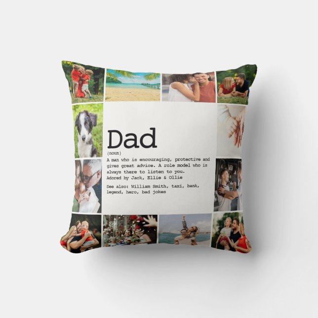 Personalisierte Vater-Definition-FotoCollage Kissen (Vorderseite)