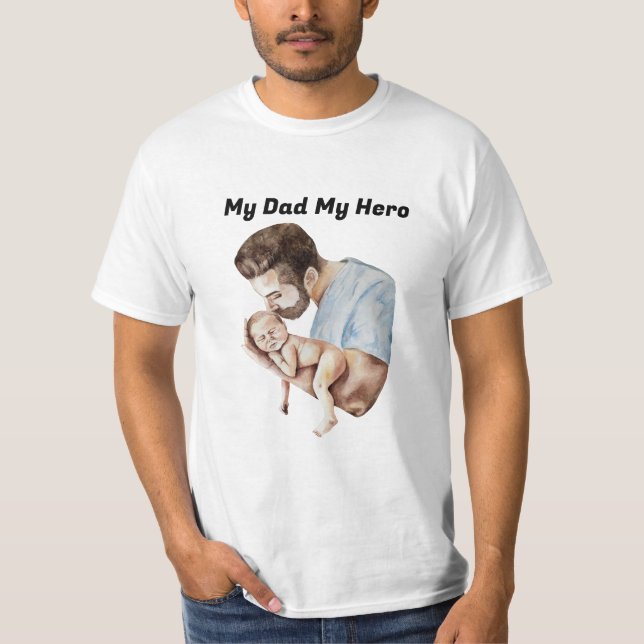 Personalisierte Väter Tag Aquarell T-Shirt (Vorderseite)