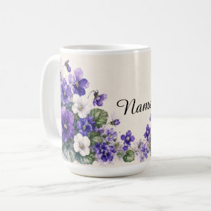 Personalisierte Veilchen-Geburtsblume des Februars Kaffeetasse