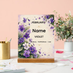Personalisierte Veilchen-Geburtsblume Februar Acrylschild