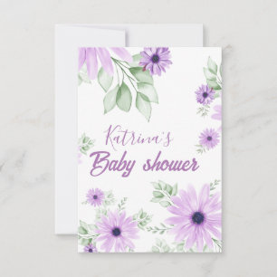 Personalisierte Veilchen-Wasserfarben-Blumen-Baby- Dankeskarte