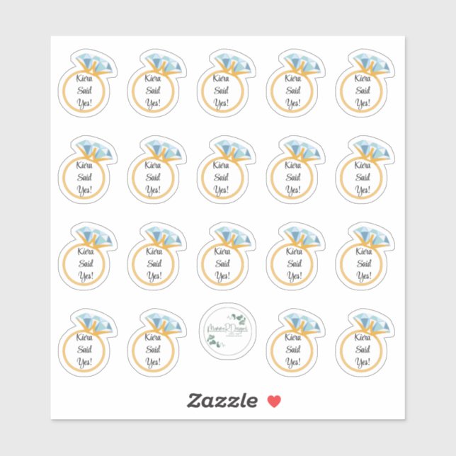 PERSONALISIERTE VERLOBUNG AUFKLEBER (Blatt)