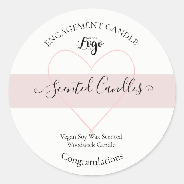 Personalisierte VERLOBUNG CANDLE Runder Aufkleber (Vorderseite)