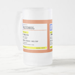 Personalisierte Verschreibung Humorer Alkohol  Mattglas Bierglas