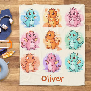 Personalisierte verspielte Babydrachen Fleecedecke