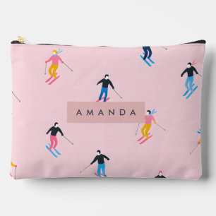 Personalisierte Verspielte Pastell Skifahrer Retro Zubehörtasche