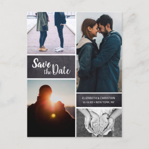 Personalisierte, vertikal Save the Date FotoCollag Ankündigungspostkarte
