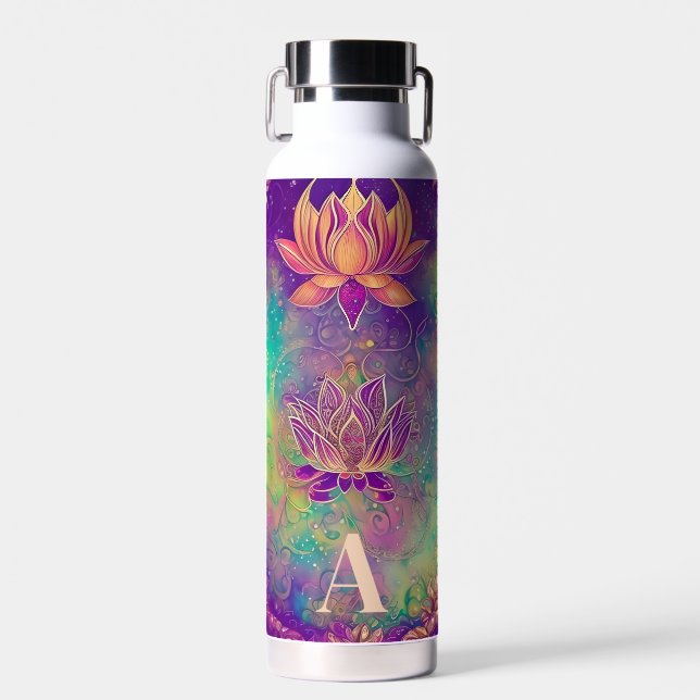Personalisierte Verzierte Lotus-Blume Trinkflasche (Vorne)