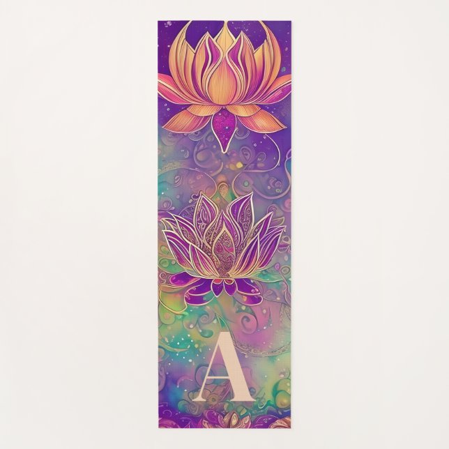Personalisierte Verzierte Lotus-Blume Yogamatte (Vorderseite)