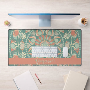 Personalisierte Verzierte Retro Sage und Sand Mand Schreibtischunterlage