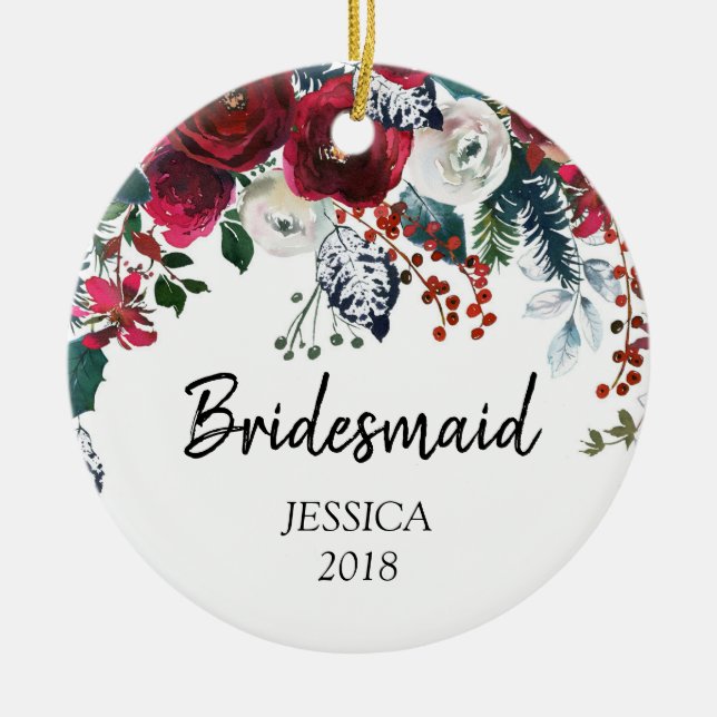 Personalisierte Verzierung für Brautjungfer Keramik Ornament (Vorne)