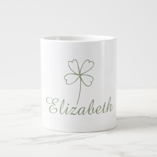 Personalisierte Vierblättriges Kleeblatt Spezialit Jumbo-Tasse (Vorderseite)