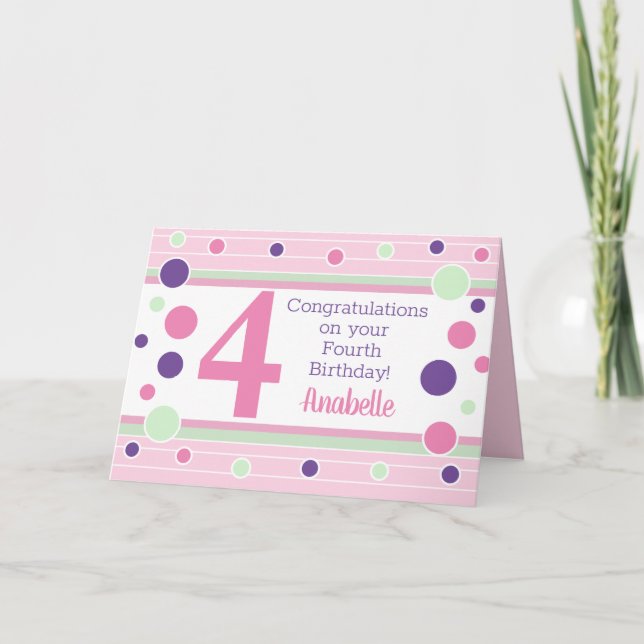 Personalisierte Vierte Geburtstagskarte! Karte (Vorderseite)