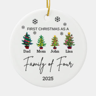 Personalisierte Vierzimmerfamilie, Familiengeschen Keramik Ornament