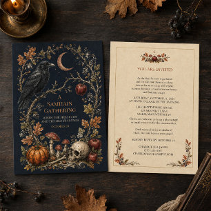 Personalisierte viktorianische Samhain-Raben-Einla Einladung