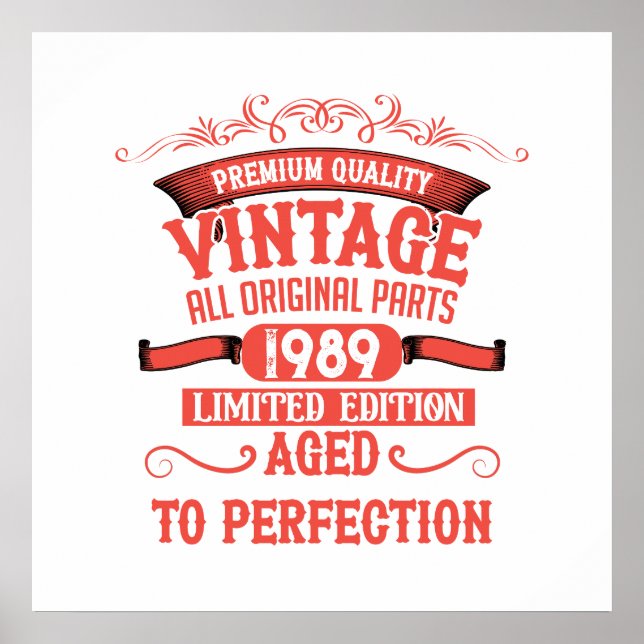 Personalisierte Vintage 35. Geburtstagsparty Poster (Vorne)
