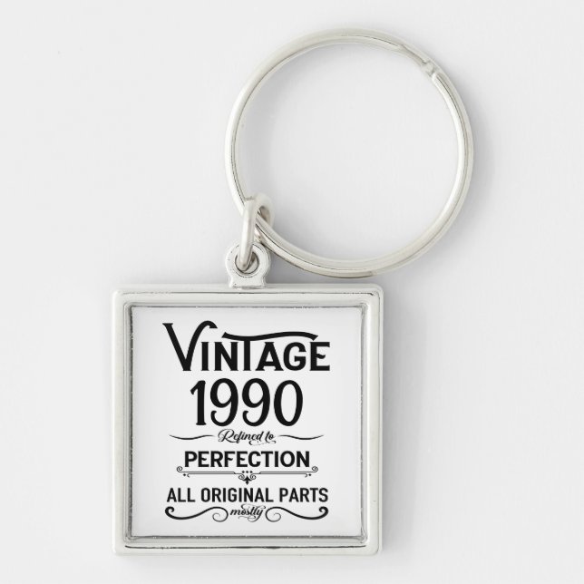 Personalisierte Vintage 35. Geburtstagsparty Schlüsselanhänger (Vorne)