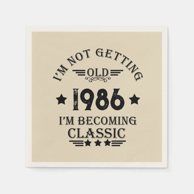 Personalisierte Vintage 35. Geburtstagsparty Serviette (Vorderseite)